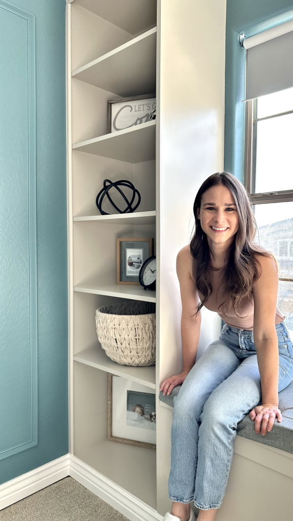 Built in window seat with shelves