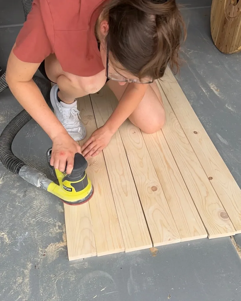 sanding wood for the slat wall